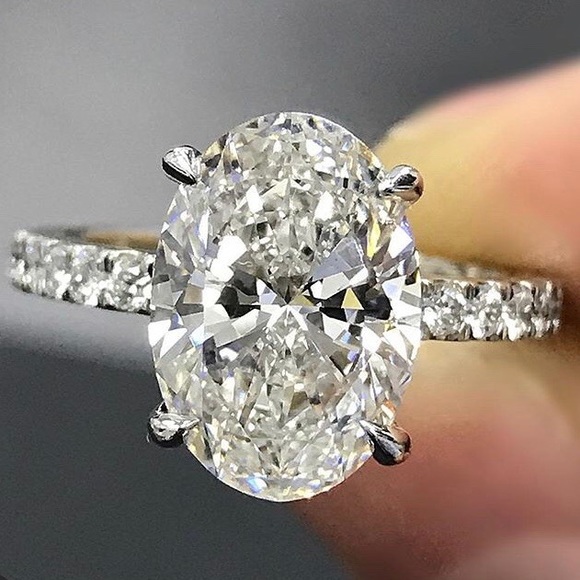 NEW 18K OVAL CUT DIAMOND STERLING SILVER RING - Picture 8 of 8